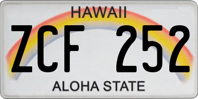 HI license plate ZCF252