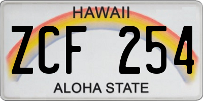 HI license plate ZCF254