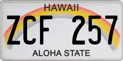 HI license plate ZCF257
