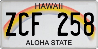 HI license plate ZCF258
