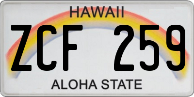 HI license plate ZCF259