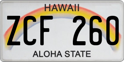 HI license plate ZCF260
