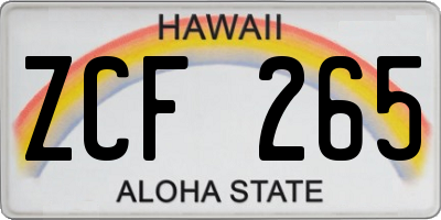 HI license plate ZCF265