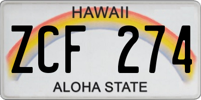 HI license plate ZCF274