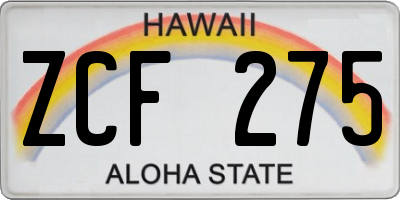HI license plate ZCF275
