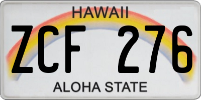 HI license plate ZCF276