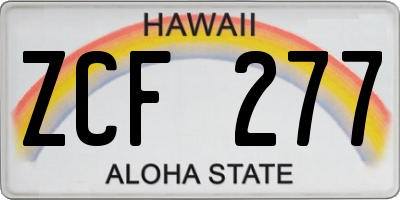 HI license plate ZCF277