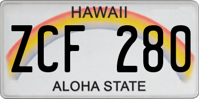 HI license plate ZCF280