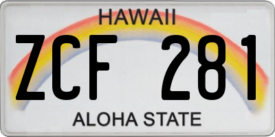 HI license plate ZCF281