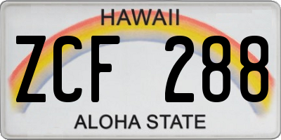 HI license plate ZCF288