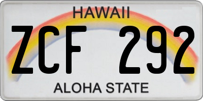 HI license plate ZCF292