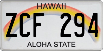 HI license plate ZCF294