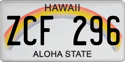 HI license plate ZCF296