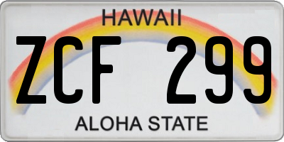 HI license plate ZCF299