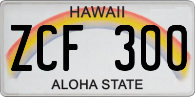HI license plate ZCF300