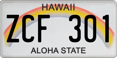 HI license plate ZCF301