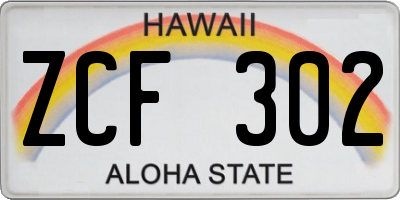 HI license plate ZCF302