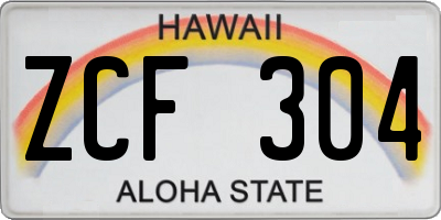HI license plate ZCF304