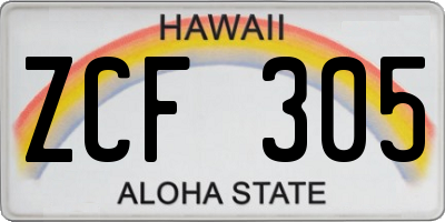 HI license plate ZCF305