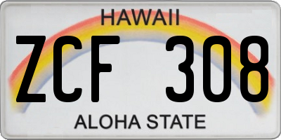 HI license plate ZCF308