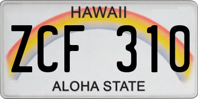 HI license plate ZCF310