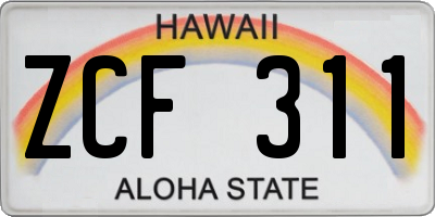 HI license plate ZCF311