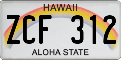 HI license plate ZCF312