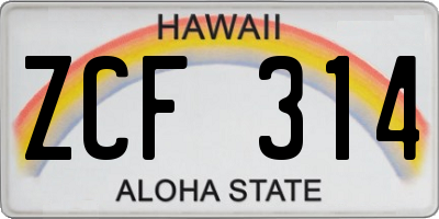 HI license plate ZCF314