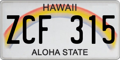 HI license plate ZCF315