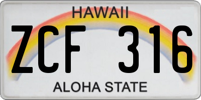 HI license plate ZCF316