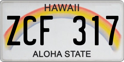 HI license plate ZCF317