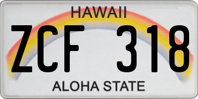 HI license plate ZCF318