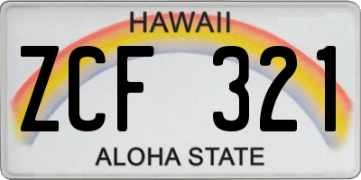 HI license plate ZCF321