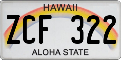 HI license plate ZCF322