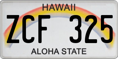 HI license plate ZCF325
