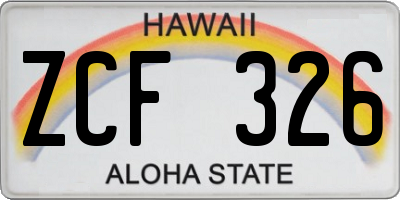 HI license plate ZCF326