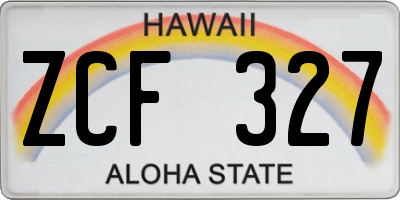 HI license plate ZCF327