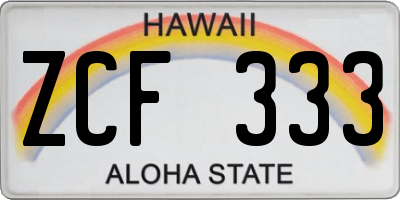 HI license plate ZCF333