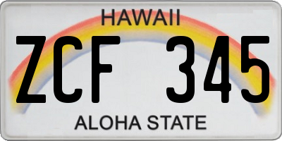 HI license plate ZCF345