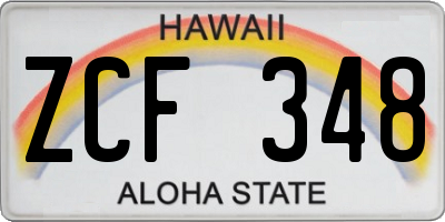 HI license plate ZCF348