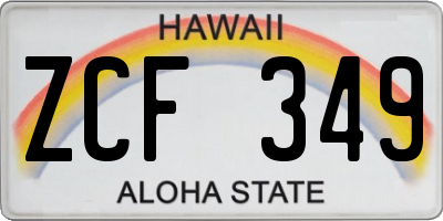 HI license plate ZCF349