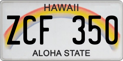 HI license plate ZCF350