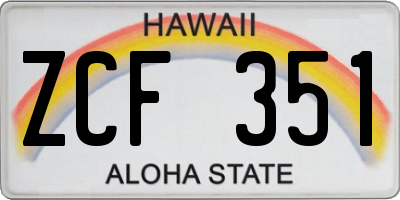 HI license plate ZCF351
