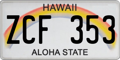 HI license plate ZCF353