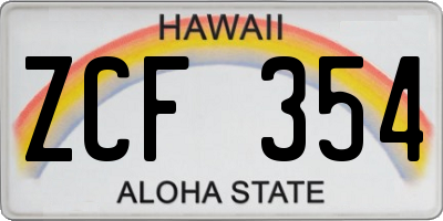 HI license plate ZCF354