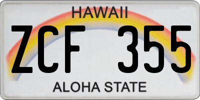 HI license plate ZCF355