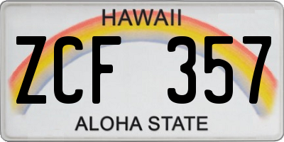 HI license plate ZCF357