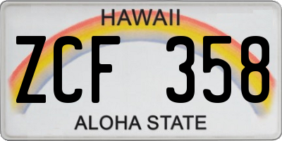 HI license plate ZCF358