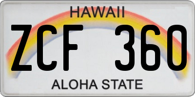 HI license plate ZCF360