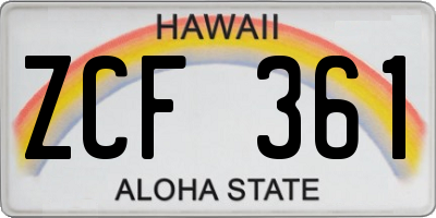 HI license plate ZCF361